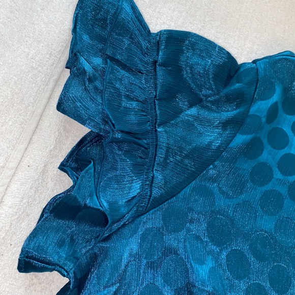 Lane Bryant blouse short flutter sleeves rounded neckline polka dot Size 16 - Picture 6 of 9